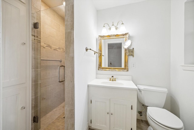 8721 Greiner Dr, Houston, TX 77080 - full bathroom featuring toilet, a shower stall, and vanity