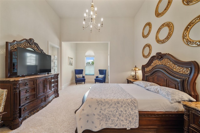 2314 Red Fox Dr, Missouri City, TX 77459 - bedroom with a chandelier, carpet, and baseboards