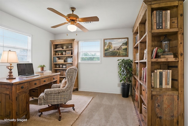 3225 N Jackson St, Santa Fe, TX 77517 - carpeted office space with ceiling fan and baseboards