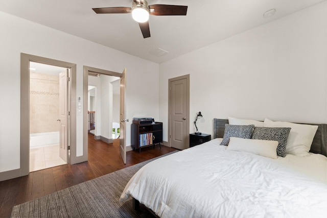 82 Valera Ridge Dr, Spring, TX 77389 - bedroom with wood-type flooring, ceiling fan, and baseboards