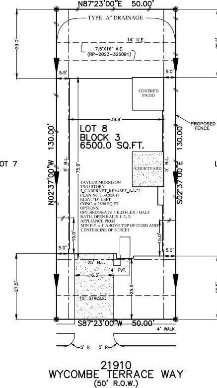 21910 Wycombe Terrace Way, Cypress, TX 77433 - survey map / technical document
