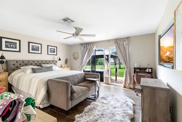 8219 Magnolia Glen Dr, Humble, TX 77346 - bedroom with access to outside, wood finished floors, and ceiling fan