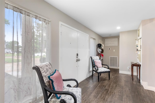 8219 Magnolia Glen Dr, Humble, TX 77346 - living area with dark wood-style flooring, baseboards, and recessed lighting