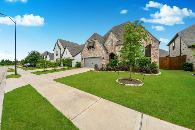 23619 Bottlebrush Terrace Trl, Katy, TX 77493 - french country home with concrete driveway, stone siding, and a garage