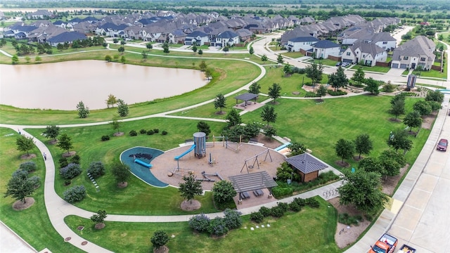 23619 Bottlebrush Terrace Trl, Katy, TX 77493 - aerial view of property and surrounding area with nearby suburban area, a large body of water, and a community park