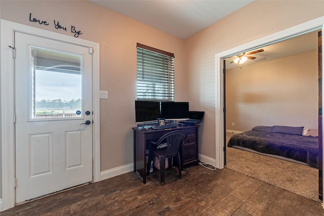 2323 Foley Rd, Crosby, TX 77532 - entryway featuring dark wood-style flooring and ceiling fan