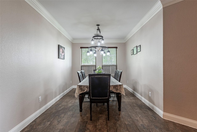 2323 Foley Rd, Crosby, TX 77532 - dining area featuring a chandelier, crown molding, and dark wood finished floors