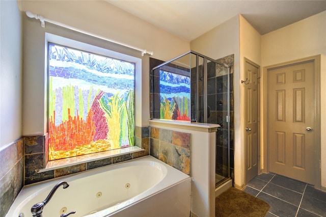 19902 Dayton Ridge Ln, Cypress, TX 77433 - bathroom featuring a stall shower, a whirlpool tub, and tile patterned floors