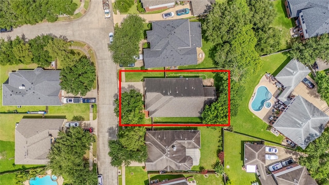 4907 Sundance Hollow Ln, Katy, TX 77494 - aerial view of residential area featuring property parcel outlined