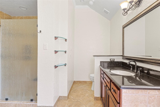 4907 Sundance Hollow Ln, Katy, TX 77494 - bathroom featuring a stall shower, vanity, and tile patterned floors