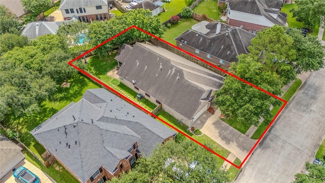 4907 Sundance Hollow Ln, Katy, TX 77494 - aerial view of residential area with property boundaries highlighted
