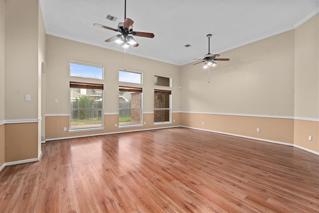 19918 Cypresswood Lake Dr, Spring, TX 77373 - unfurnished room featuring a ceiling fan, light wood finished floors, baseboards, and ornamental molding