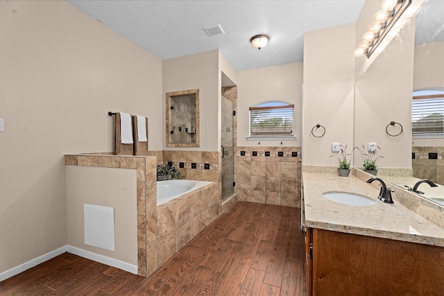 19918 Cypresswood Lake Dr, Spring, TX 77373 - full bathroom featuring wood finished floors, healthy amount of natural light, vanity, and a bath