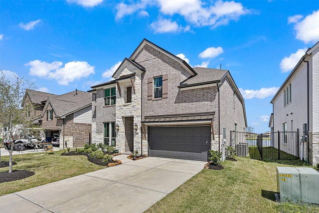 3002 Secret Lagoon Ln, Texas City, TX 77568 - view of front of property with brick siding, driveway, an attached garage, a residential view, and stone siding