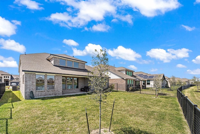 3002 Secret Lagoon Ln, Texas City, TX 77568 - back of property with brick siding, a residential view, and a shingled roof