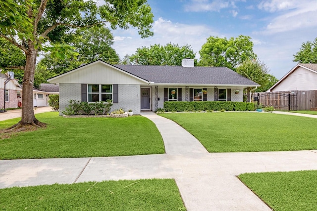 5211 Briarbend Dr, Houston, TX 77035 - single story home featuring brick siding, a chimney, a shingled roof, and covered porch