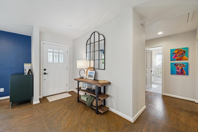 5211 Briarbend Dr, Houston, TX 77035 - entrance foyer with wood finished floors, baseboards, and recessed lighting