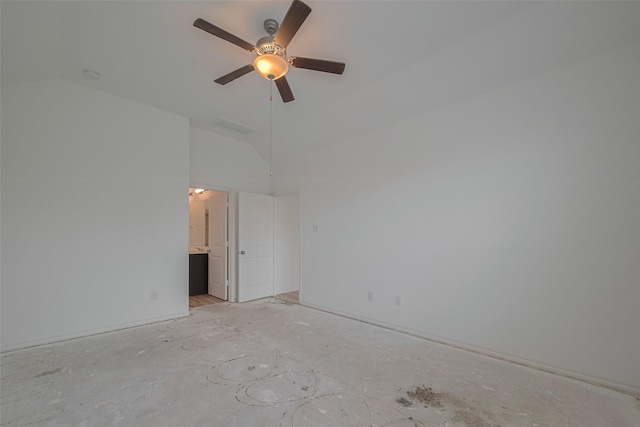 23922 Olivenza Trl, New Caney, TX 77357 - unfurnished room featuring lofted ceiling and a ceiling fan