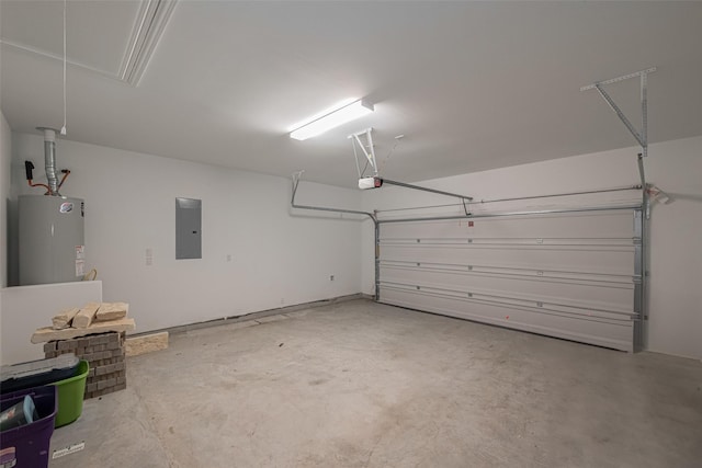 23922 Olivenza Trl, New Caney, TX 77357 - garage featuring gas water heater, electric panel, and a garage door opener