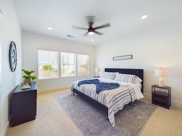 3004 Jensen Springs Ln, Houston, TX 77026 - bedroom with carpet flooring, recessed lighting, and ceiling fan