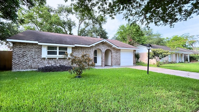 13419 Greenway Dr, Sugar Land, TX 77498 - ranch-style house with an attached garage, concrete driveway, and brick siding
