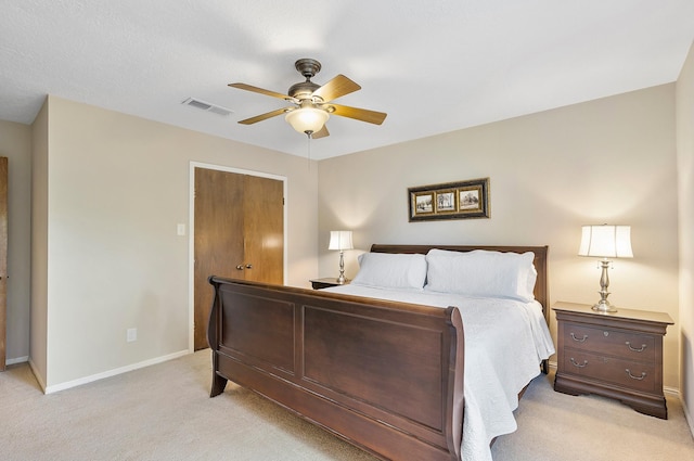 7514 Renmark Ln, Houston, TX 77070 - bedroom with light colored carpet, baseboards, and a ceiling fan
