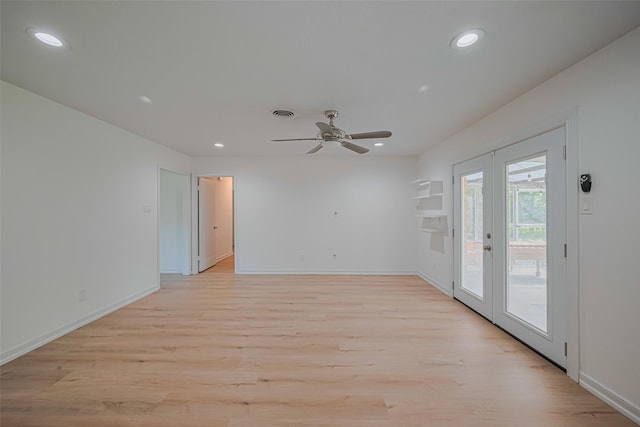 12206 Ashcroft Dr, Houston, TX 77035 - spare room with recessed lighting, light wood-style flooring, a ceiling fan, and baseboards