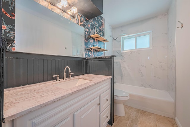 12206 Ashcroft Dr, Houston, TX 77035 - bathroom featuring toilet, vanity, and bathing tub / shower combination