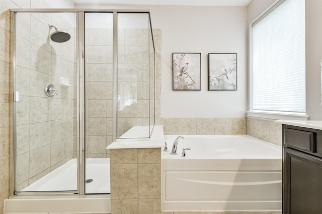 16802 Cherokee Lake Ln, Houston, TX 77044 - full bath with a bath, a shower stall, plenty of natural light, and vanity