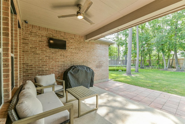 16802 Cherokee Lake Ln, Houston, TX 77044 - view of patio with a ceiling fan and area for grilling