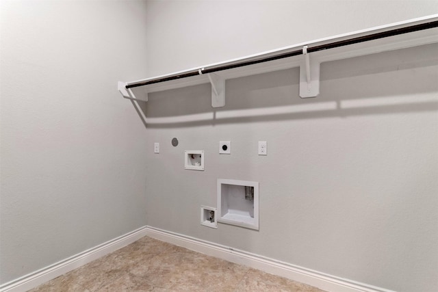 4926 Thunder Creek Ln, Sugar Land, TX 77479 - laundry room with hookup for an electric dryer, baseboards, hookup for a washing machine, and hookup for a gas dryer