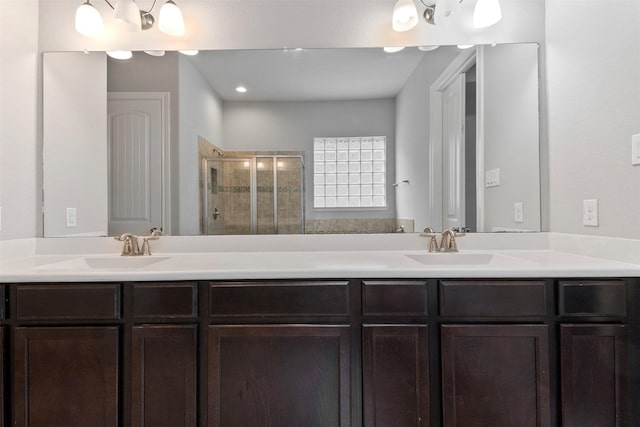 4926 Thunder Creek Ln, Sugar Land, TX 77479 - bathroom with a stall shower and double vanity
