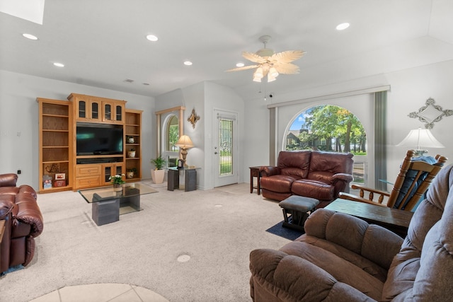 197 Westwood Dr E, Trinity, TX 75862 - living area with recessed lighting, plenty of natural light, carpet floors, and ceiling fan