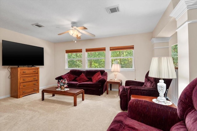 7419 Lorna Rd, Montgomery, TX 77316 - carpeted living area featuring ceiling fan, plenty of natural light, and baseboards