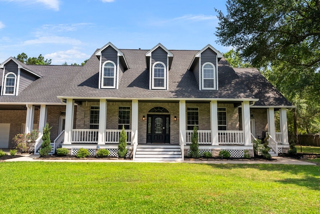 3714 Falun Ct, Spring, TX 77386 - new england style home featuring covered porch, a shingled roof, and a front lawn