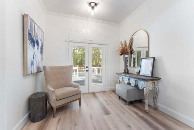 3714 Falun Ct, Spring, TX 77386 - living area with french doors, wood finished floors, ornamental molding, and baseboards