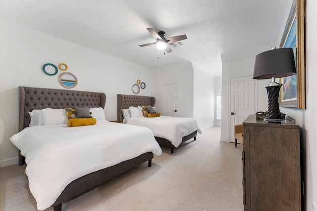 3714 Falun Ct, Spring, TX 77386 - bedroom featuring light colored carpet, baseboards, and a ceiling fan