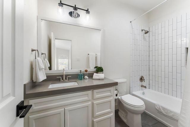 3714 Falun Ct, Spring, TX 77386 - bathroom featuring vanity, toilet, and shower / tub combination