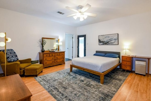 22035 Buescher Rd, Tomball, TX 77377 - bedroom featuring light wood finished floors and ceiling fan