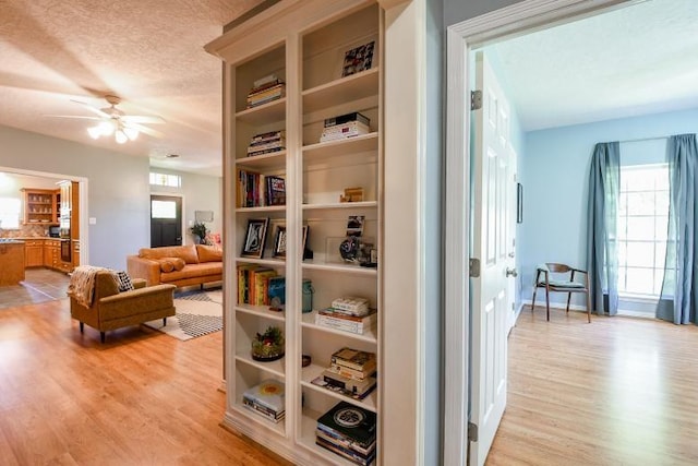 22035 Buescher Rd, Tomball, TX 77377 - hallway featuring light wood-type flooring and a textured ceiling