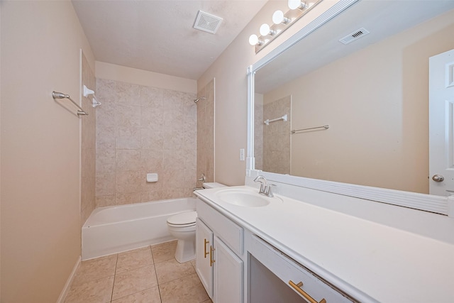 3722 Glover Meadows Ln, Houston, TX 77047 - full bath featuring toilet, vanity, shower / washtub combination, tile patterned floors, and baseboards