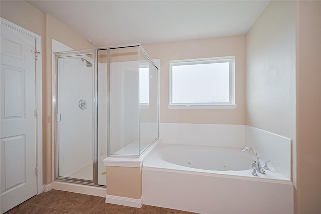 3722 Glover Meadows Ln, Houston, TX 77047 - bathroom with a stall shower, a whirlpool tub, and tile patterned floors