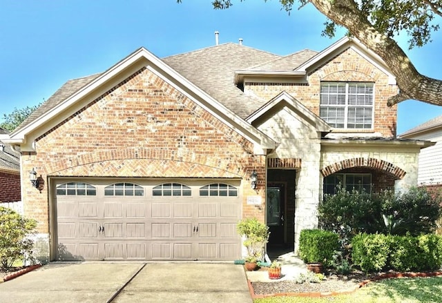 6318 Alpine Trail Ln, Katy, TX 77494 - view of front of home with brick siding, concrete driveway, and a garage