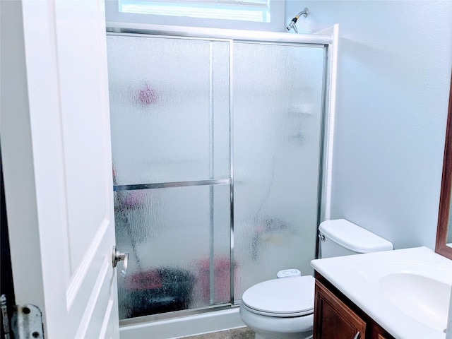 6318 Alpine Trail Ln, Katy, TX 77494 - full bathroom featuring vanity, a stall shower, and toilet