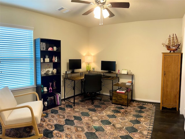 10606 Chestnut Pathway, Tomball, TX 77375 - office with ceiling fan, plenty of natural light, baseboards, and wood finished floors