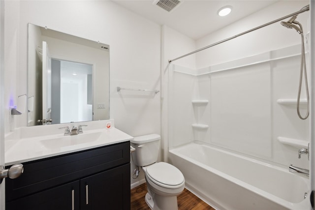10127 Clearwick St, Houston, TX 77034 - full bath featuring wood finished floors, vanity, shower / tub combination, and toilet