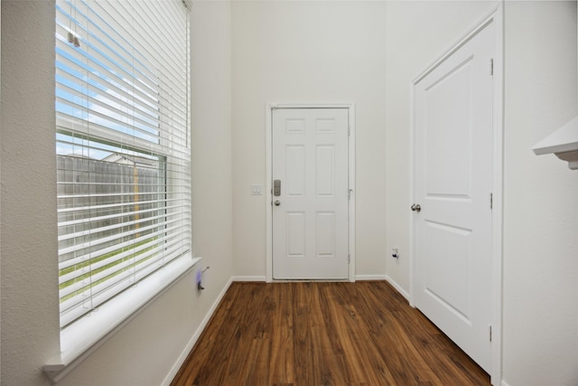10127 Clearwick St, Houston, TX 77034 - doorway to outside with dark wood finished floors and baseboards