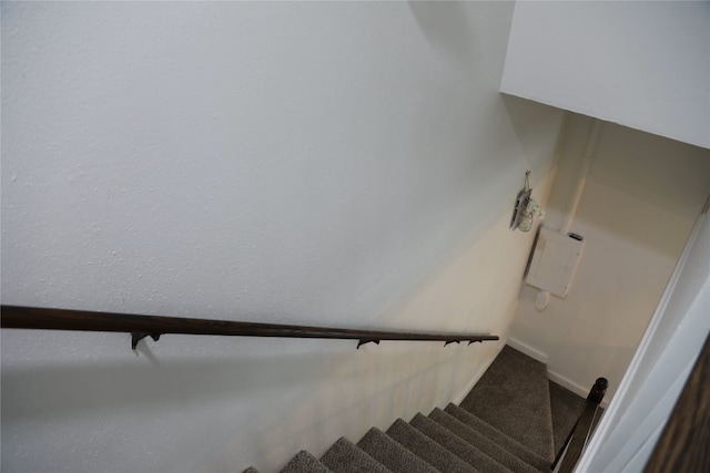 465 Creek Dr, Onalaska, TX 77360 - stairway featuring carpet flooring and baseboards