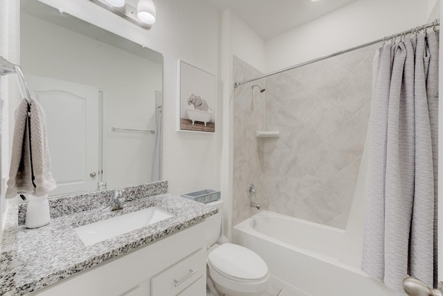 5022 Jonina Ln, Houston, TX 77048 - full bathroom with shower / bath combo, vanity, and toilet