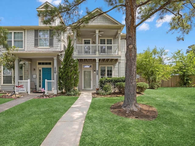 2031 Upland Hill St, Spring, TX 77373 - view of front of property with a balcony and ceiling fan